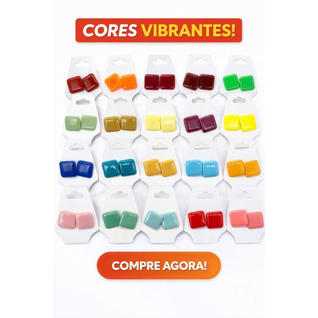 1UN - Brinco Botão Quadrado Colorido, De resina – Uso Diario