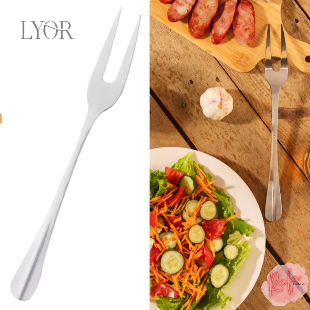 Garfo Trinchante para Assado Inox 27,5cm Lyor Positano Churrasco Carne Resistente Profissional
