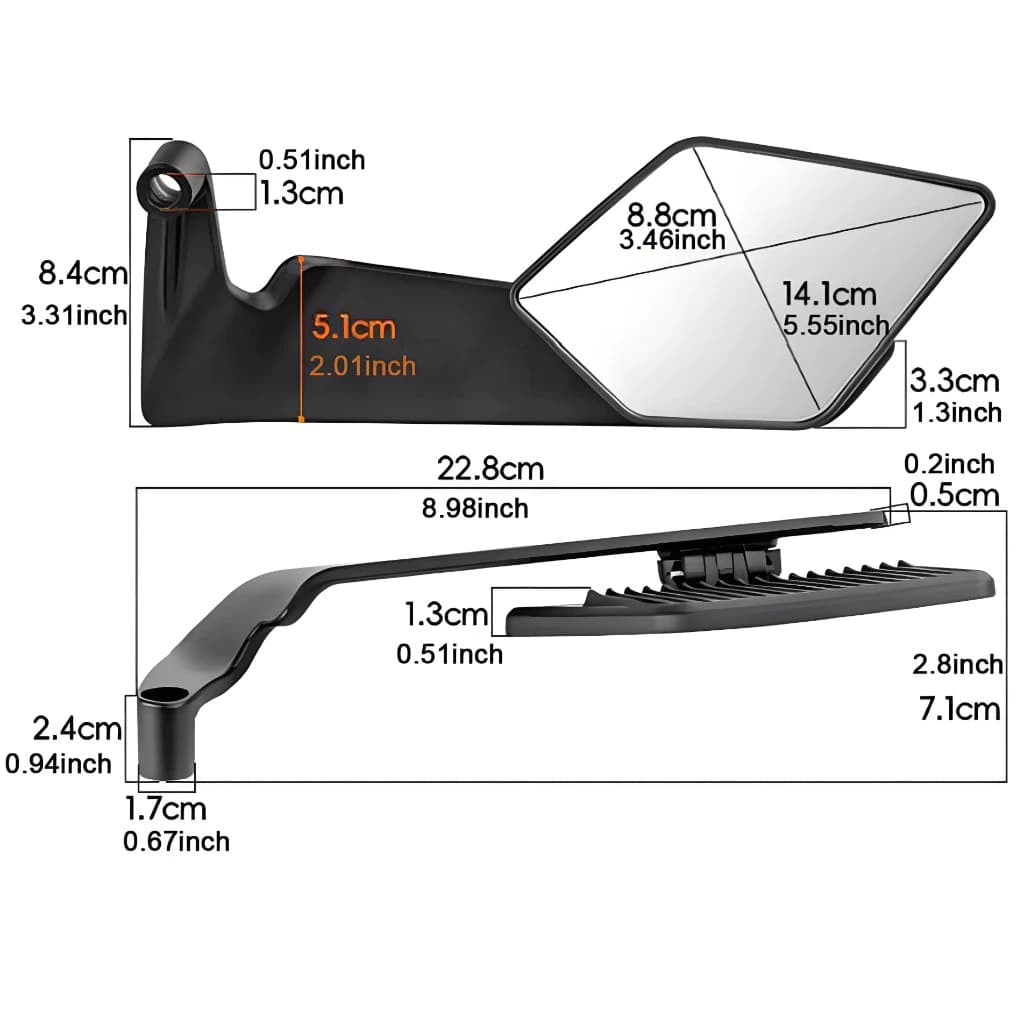 Espelho Retrovisor Quadrado Universal De Liga De Alumínio Para Motocicleta