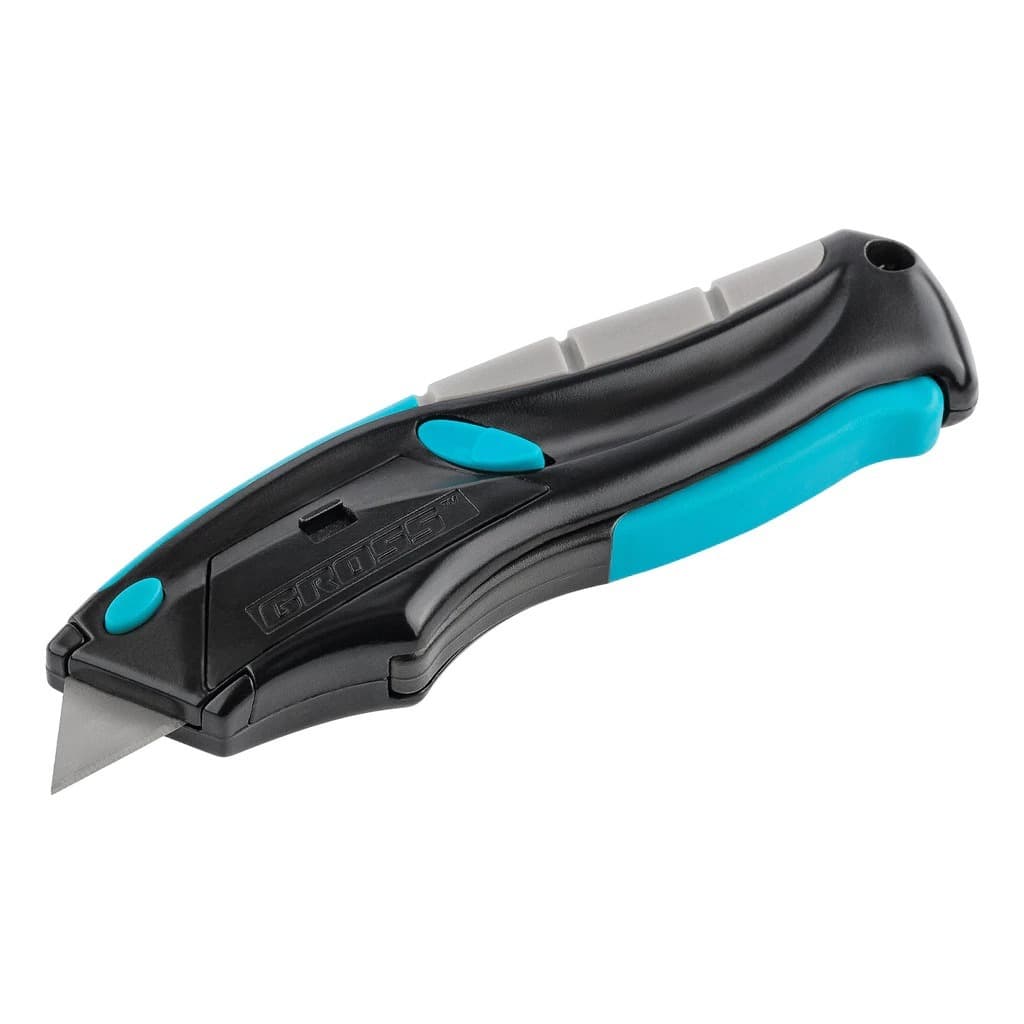 Estilete Lâmina Retrátil 19mm Cabo Tripla Injeção Mecanismo Automático 5 Lâminas - Gross 7887055
