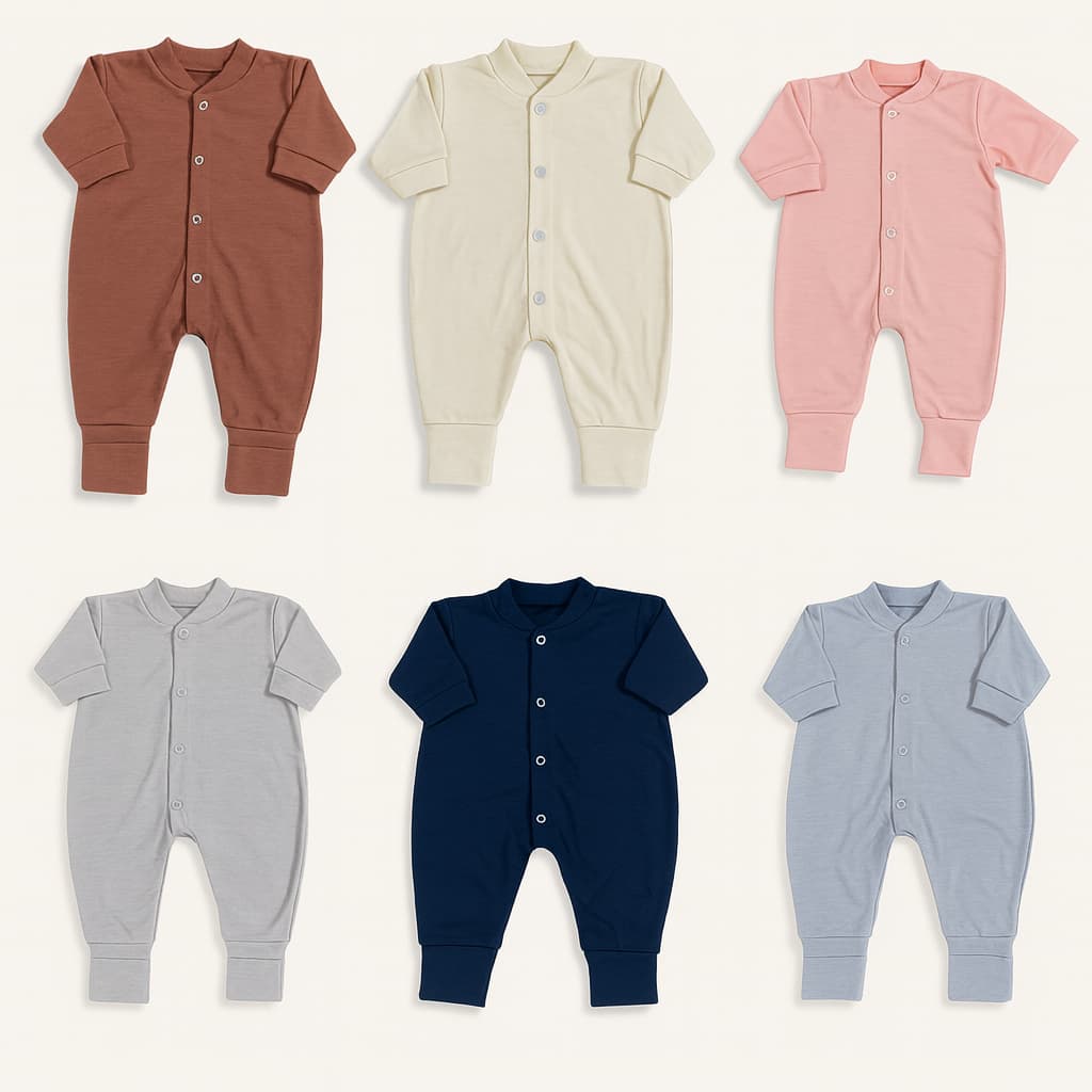 Kit 5 Macacão Bebê Infantil Menina Menino Body Pijama Malha Algodão 4 Botões Unissex RN