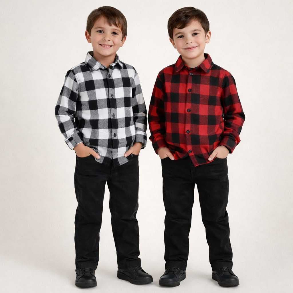 Roupa Conjunto Infantil Festa Junina Camisa Manga Longa Xadrez Calça Preta
