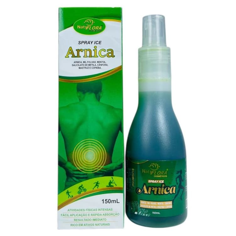 Spray Ice de Arnica Para Massagem que Promove o Alívio 150ml NatyFlora 1 Unidade
