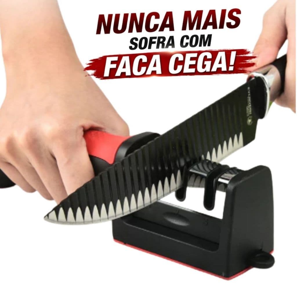 Afiador de Facas Profissional 3 Estágios –Afia em Segundos – Base Antiderrapante + Alta Durabilidade