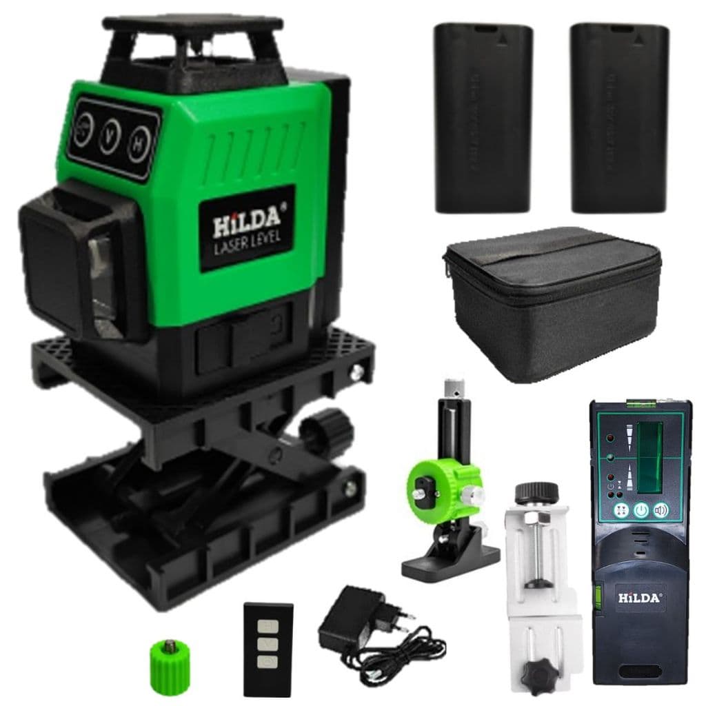 Nível A Laser 12 Linhas 2 Baterias Com Receptor De Linha A Laser, Suporte De Parede, Base Elevatória