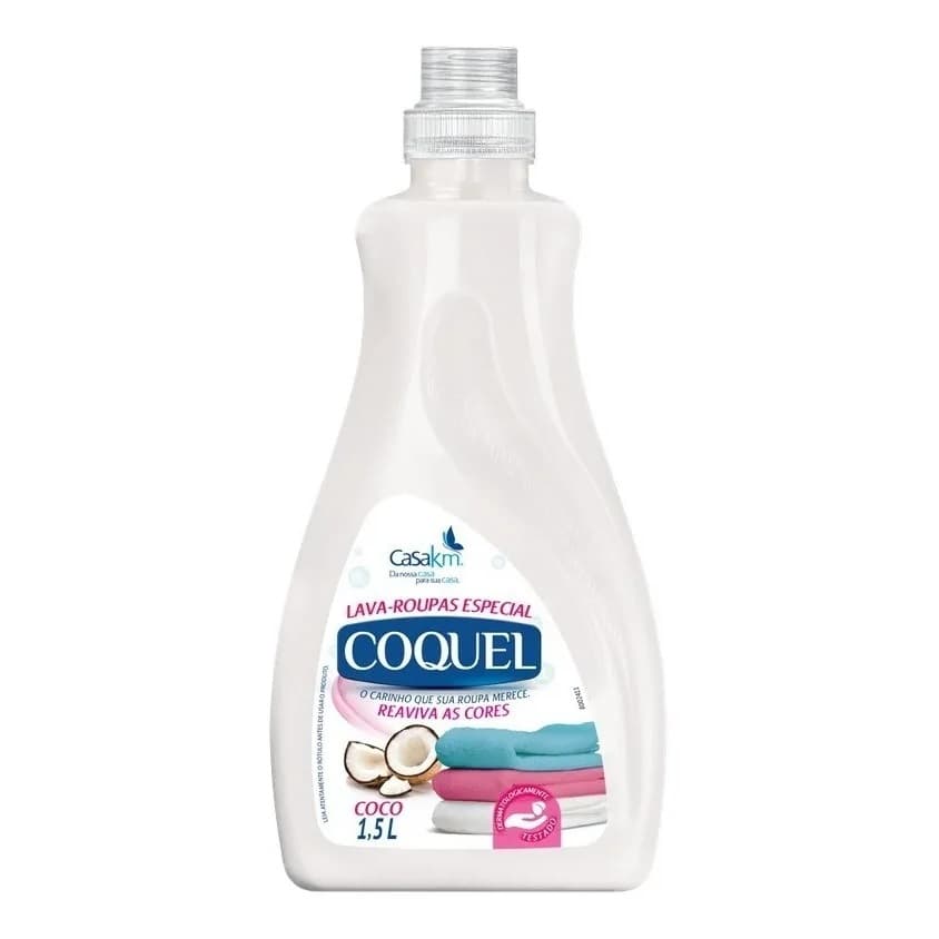 Lava Roupas Líquido Coco Coquel Frasco 1,5L Hipoalergênico CasaKm