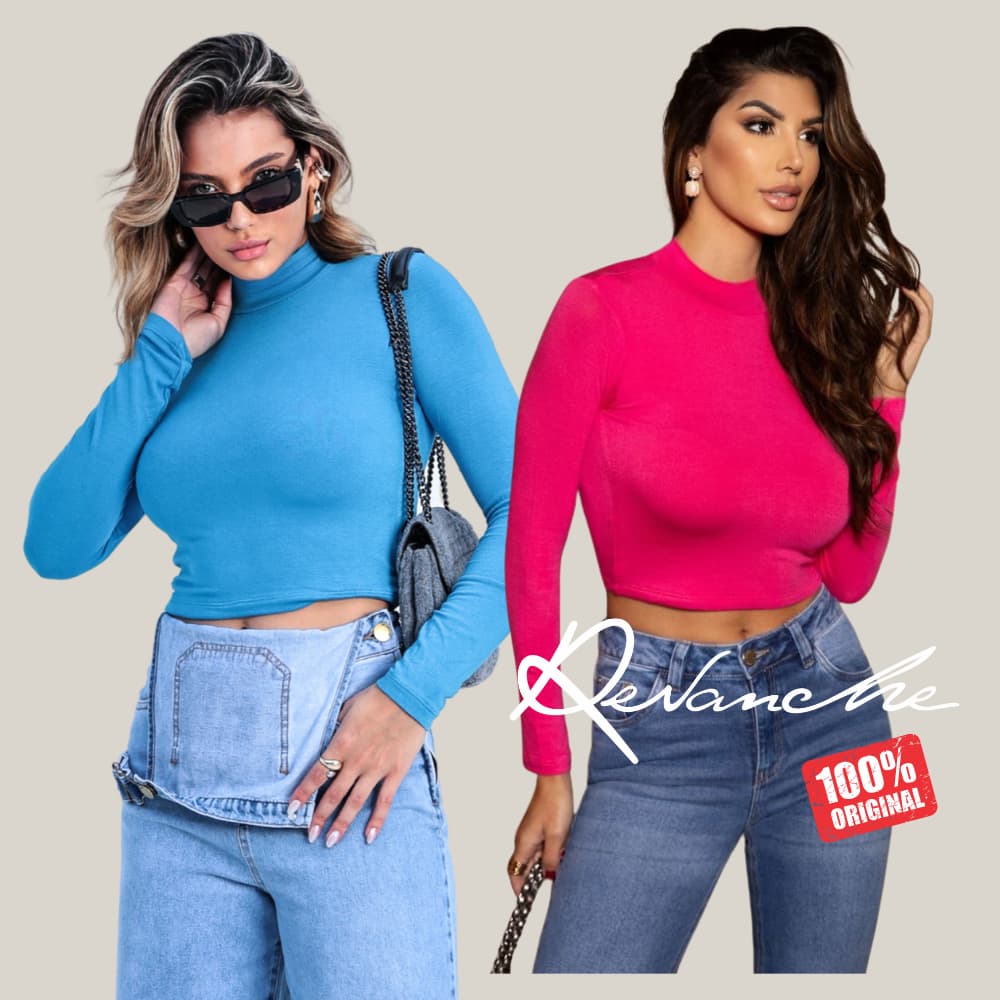 Cropped Manga Longa Com Gola Alta Feminino Revanche Nájera