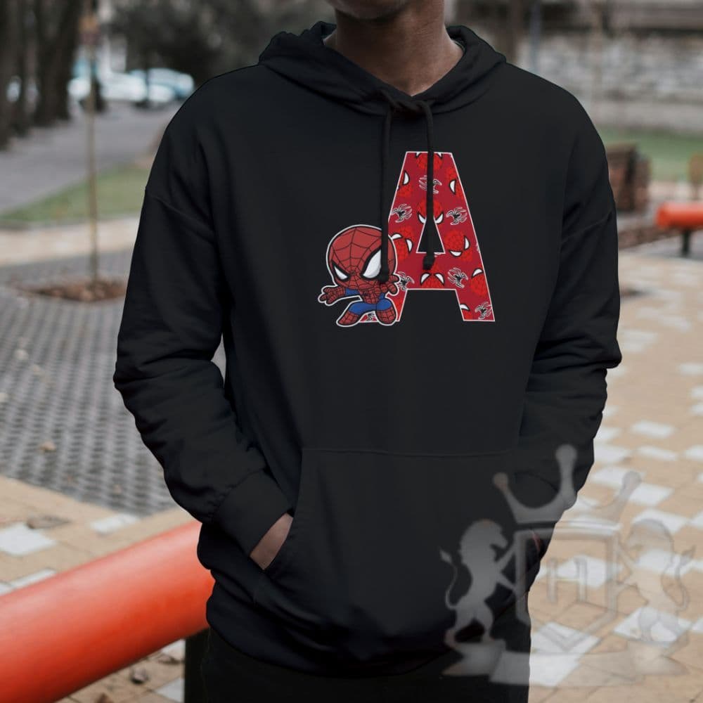 Moletom Canguru Adulto Masculino Feminino Blusa de Frio Letras Abcd Homem Aranha