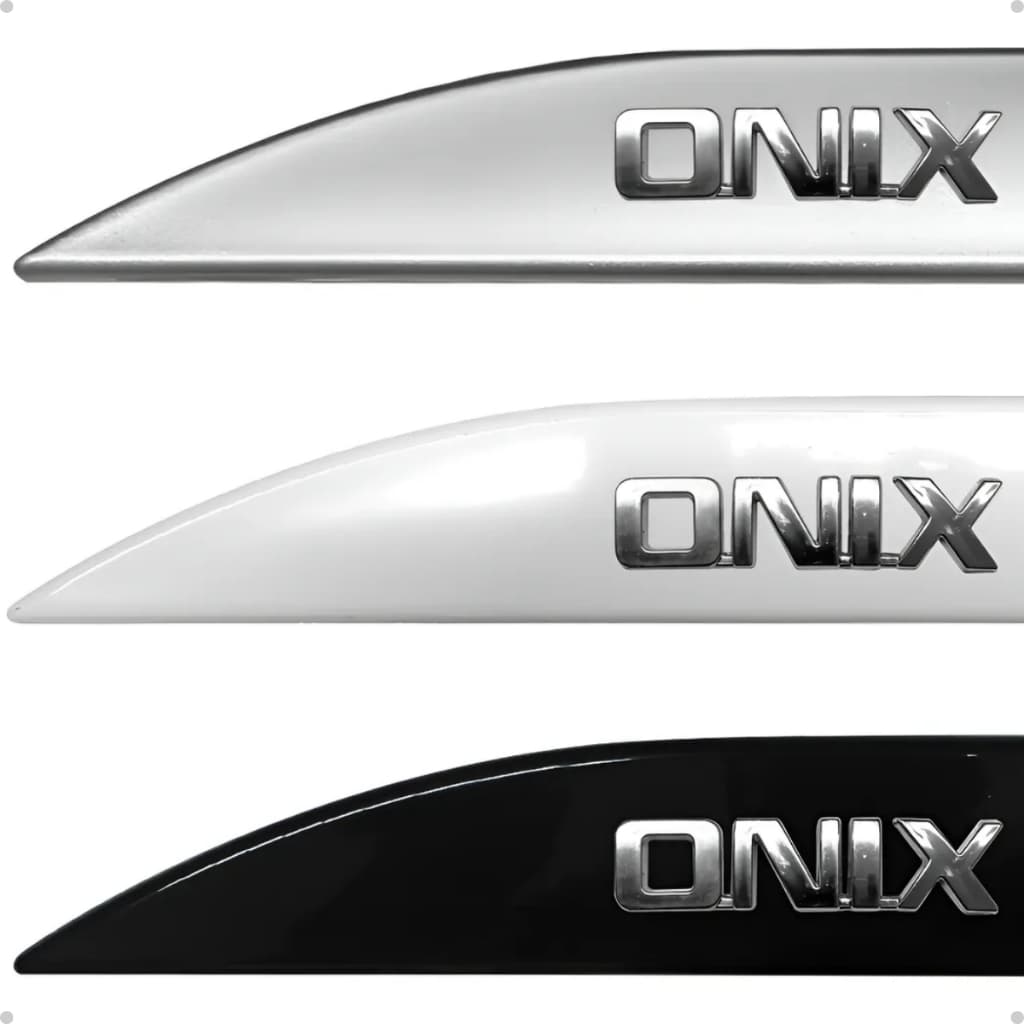 Jogo Friso Lateral Onix Escrita Alto Cromada Cores Originais 2017 2018 2019