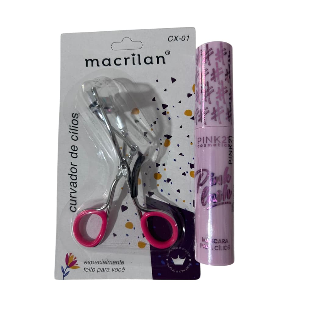 Kit Curvador de Cílios Curvex + Máscara Pink Lash Volume e Alongamento Macrilan