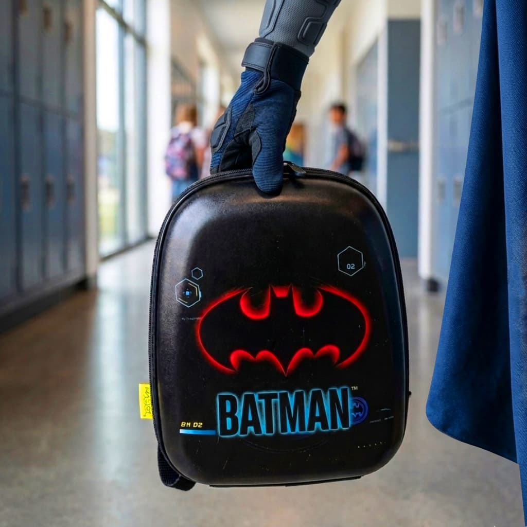 Mochila Infantil Batman Pequena Preta Escolar Resistente DC Liga da Justiça Super Herói Lancheira Morcego Bolsa Mala