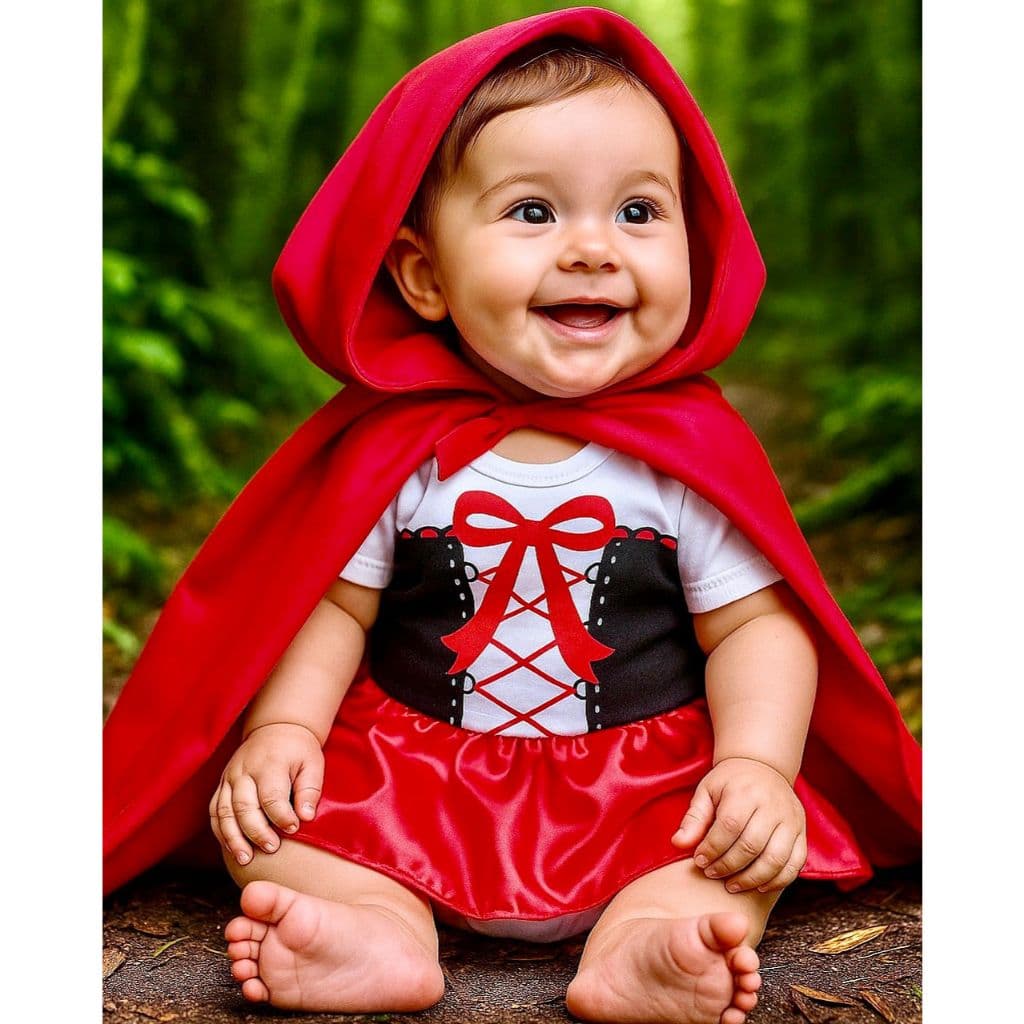 Body Chapeuzinho Vermelho Bebê Body Temático Chapeuzinho Vermelho + Capa Fantasia Chapeuzinho Vermelho Bebê Body Menina