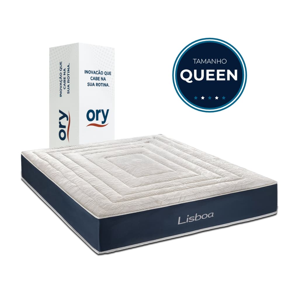 Colchão Queen Molas Ensacadas a Vácuo Macio Jacquard Lateral em Suede Ory Lisboa Altura 25cm
