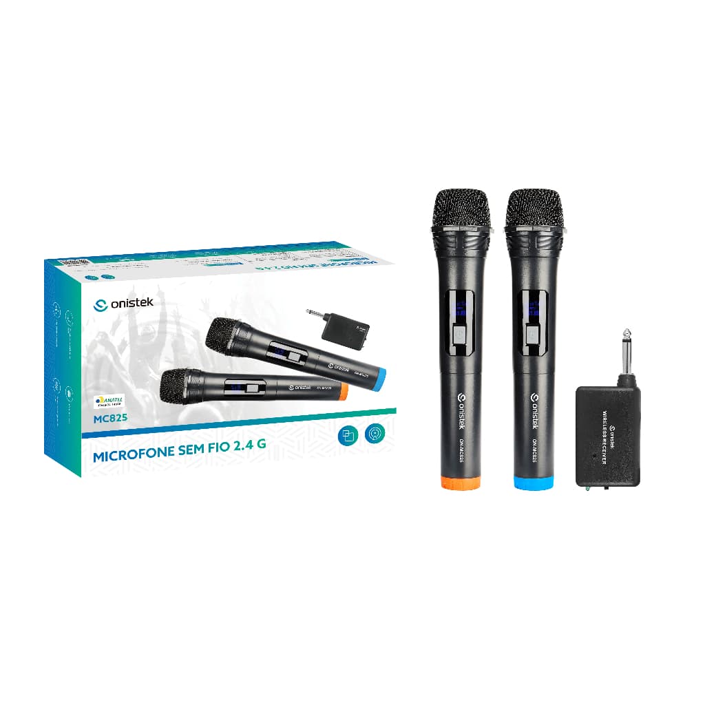 Kit 2 Microfones Sem Fio Dinâmico Recarregável Tela