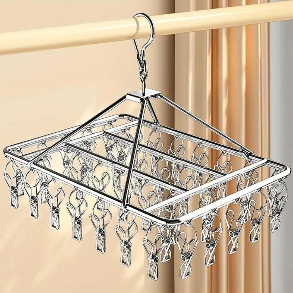 Varal em Inox com 40 Prendedores Prático e Retrátil