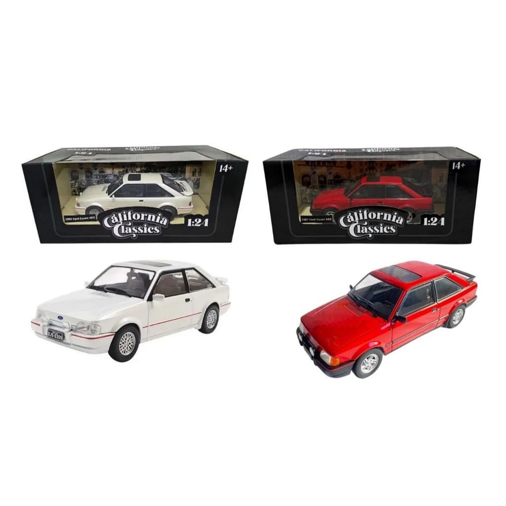 Carro em Miniatura Ford Escort XR3 1992 e 1987 California Classics 1:24