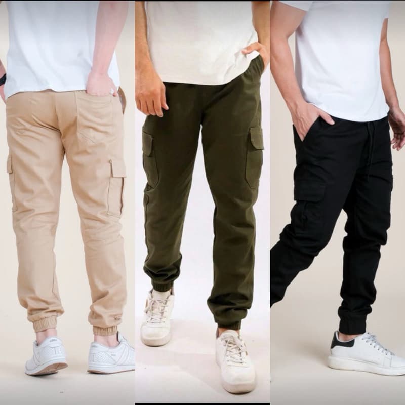 CALÇA CARGO JOGGER SARJA ESTILO STREETWEAR COM PUNHO CORDÃO NA CINTURA MASCULINA 4 Cores P ao GG🚨🚨