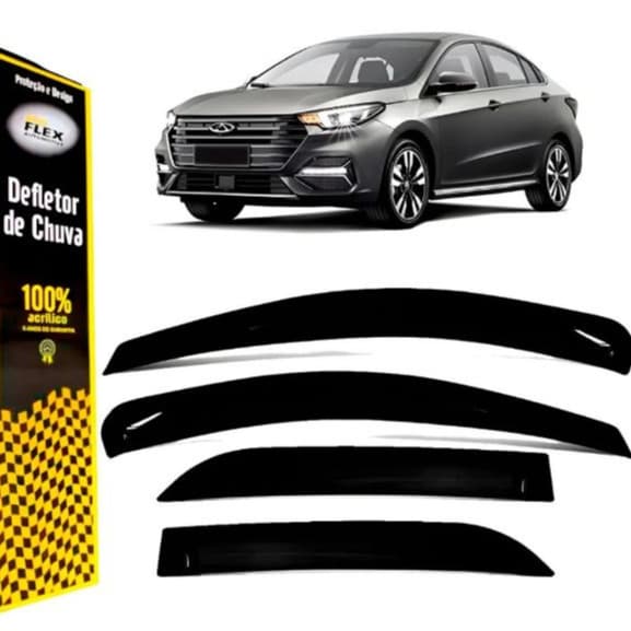 Calha Defletor de Chuva Chery Arrizo 6 2020 a 2023 4 Portas Acrílico Fumê Ecoflex