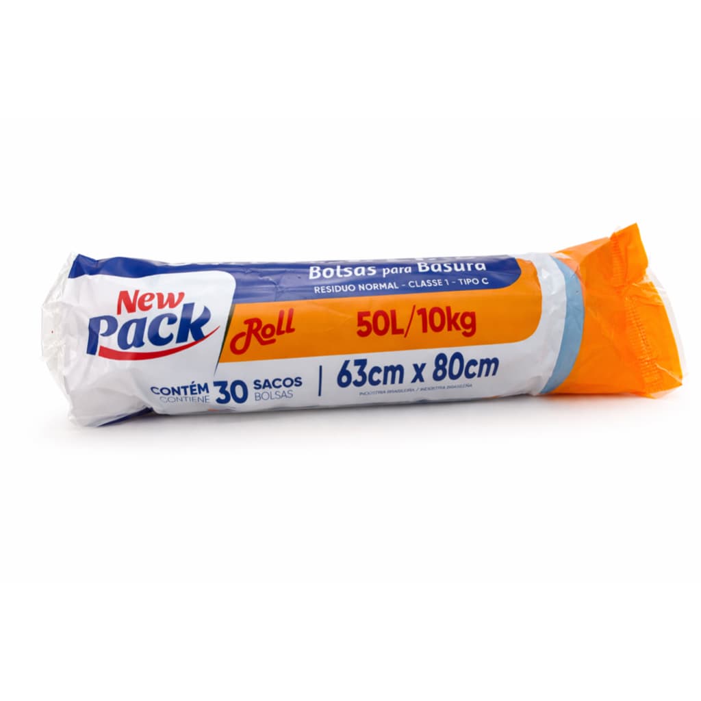 Saco para Lixo 50L/10Kg Azul 30 Sacos New Pack