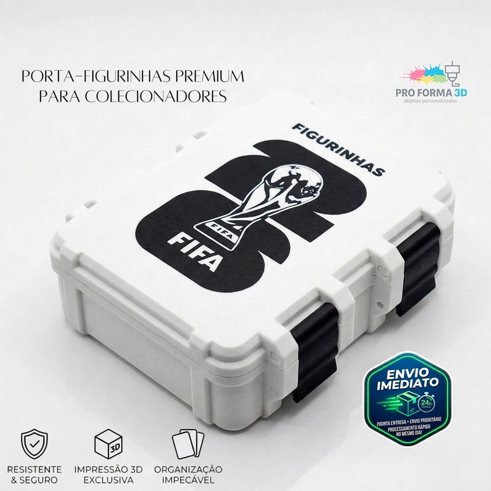 Caixa Porta Figurinhas Copa 2026 Reforçada | Estojo com Trava | Organizador de Cards Futebol