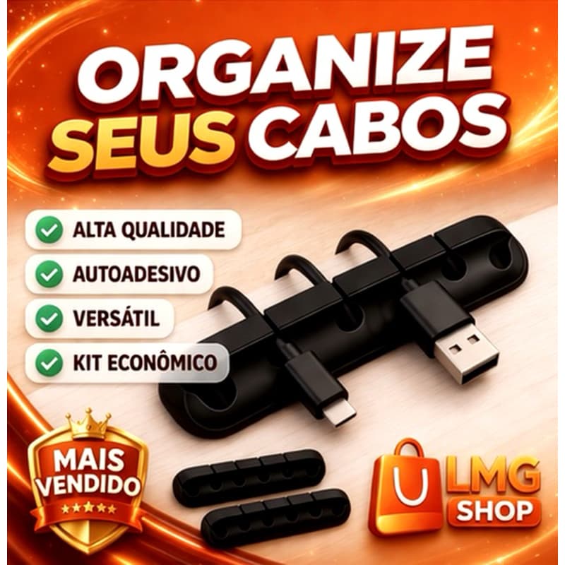 Organizador de Cabos Autoadesivo 3 Slots - Suporte Fios USB Mesa Carro Parede Alta Qualidade - LMG Shop -