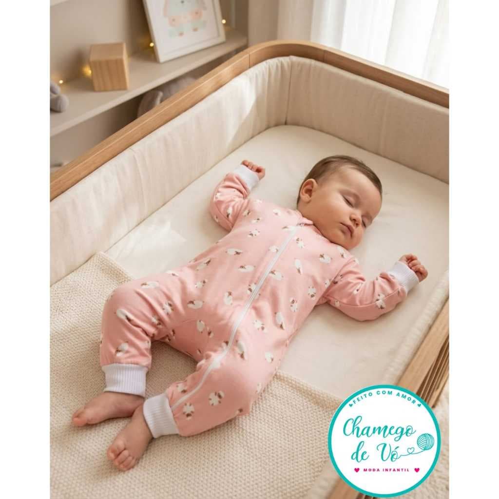 Macacão zíper Longo Suede inverno bebê menina