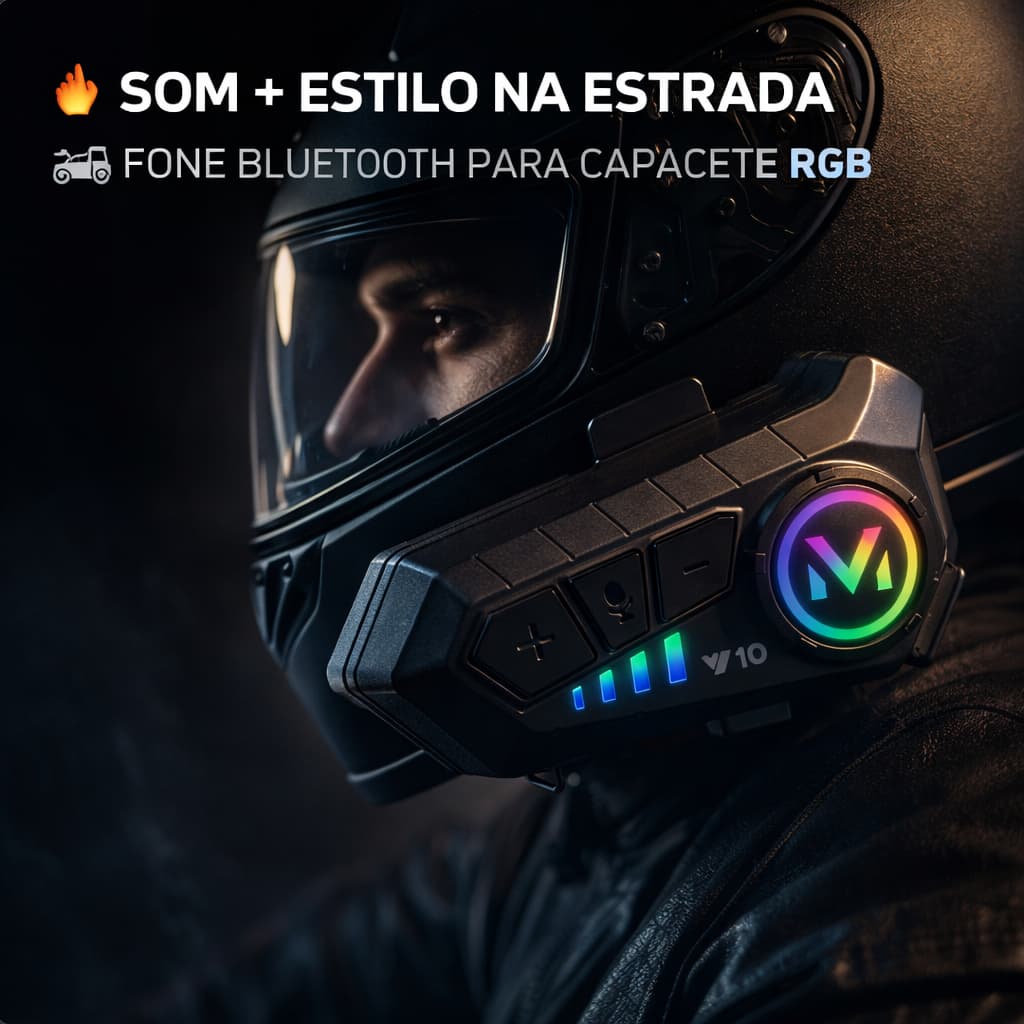 Fone Capacete Com Luz Ambiente Bluetooth 5.3 Para Capacete Ipx6 À Prova D'água