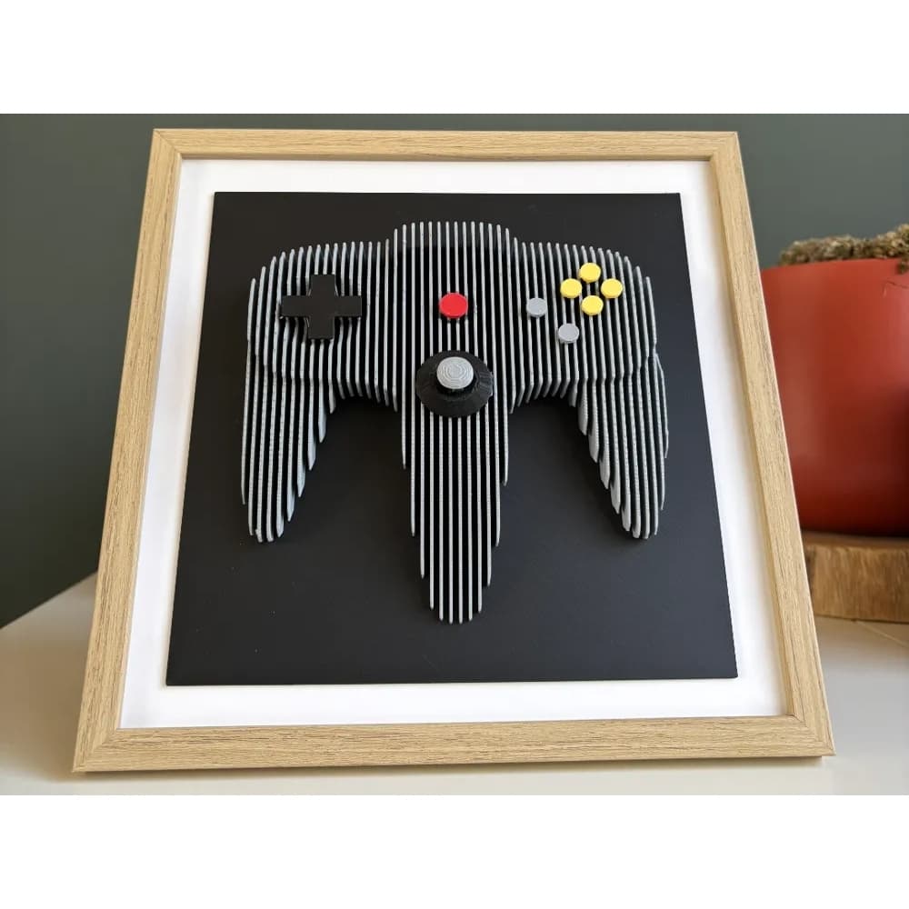 Placa Decorativa N64 Em Camadas Arte Gamer Relevo 3D Quadro Sem Moldura Nintendo Retro Decoração Geek Parede