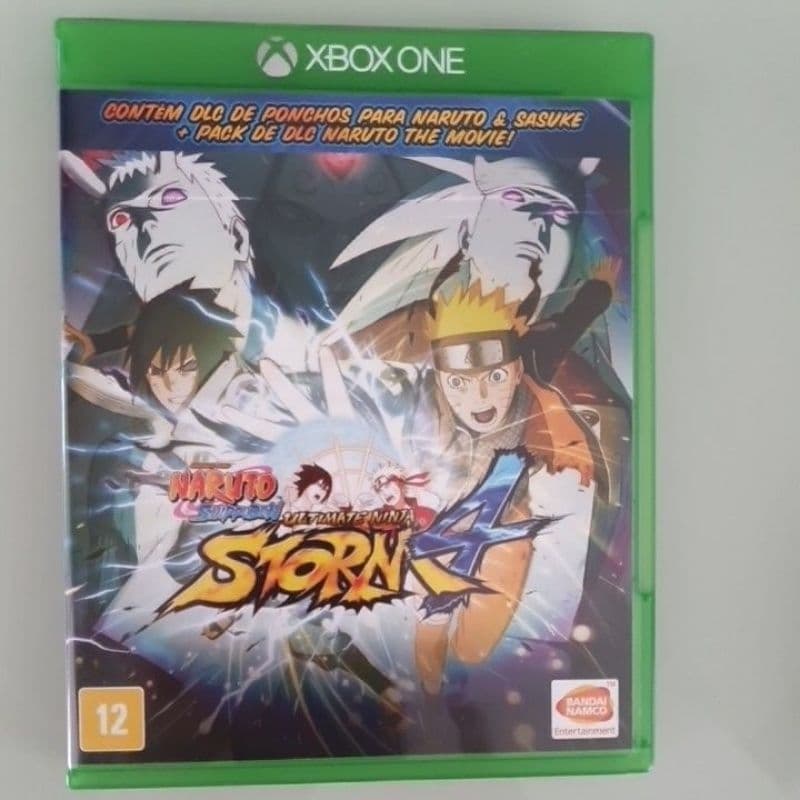 jogo físico naruto shippuden ultimate ninja storm 4 para xbox one. dlc de ponchos para naruto e sasuke + pack.