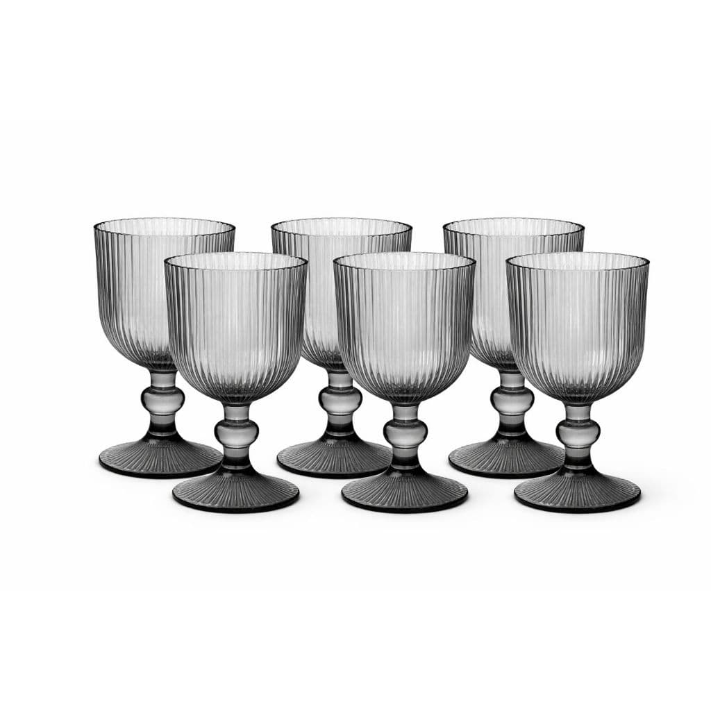 Jogo 6 Taças Vidro Canelado Versalhes Vinho Água 255ml