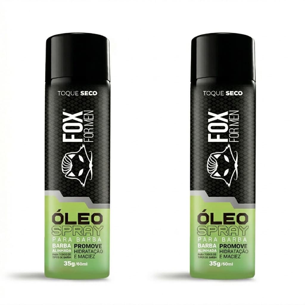 Kit 2 unidades Óleo Para Barba em Spray 60ml Fox For Men – Hidrata, Perfuma e Alinha a Barba