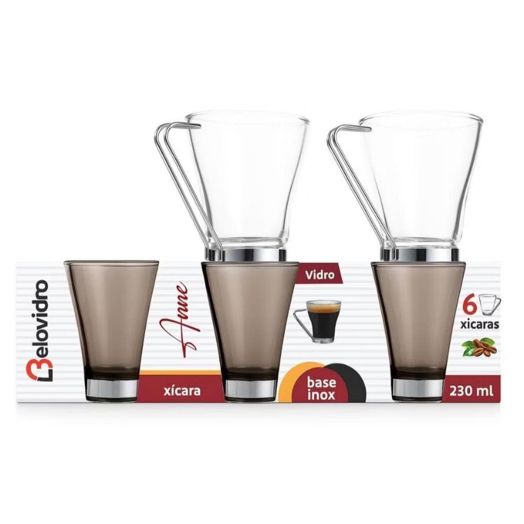 Caneca de Vidro Transparente com Alça Estilo Gancho 230ml Copo Elegante para Café Chá