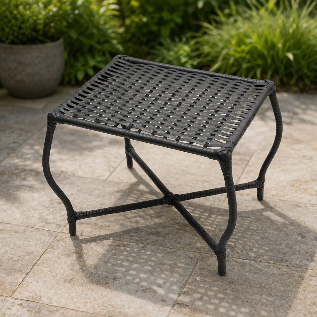 Mesa de Centro cor preto  Área Externa Fibra Sintética Resistente Sol Chuva