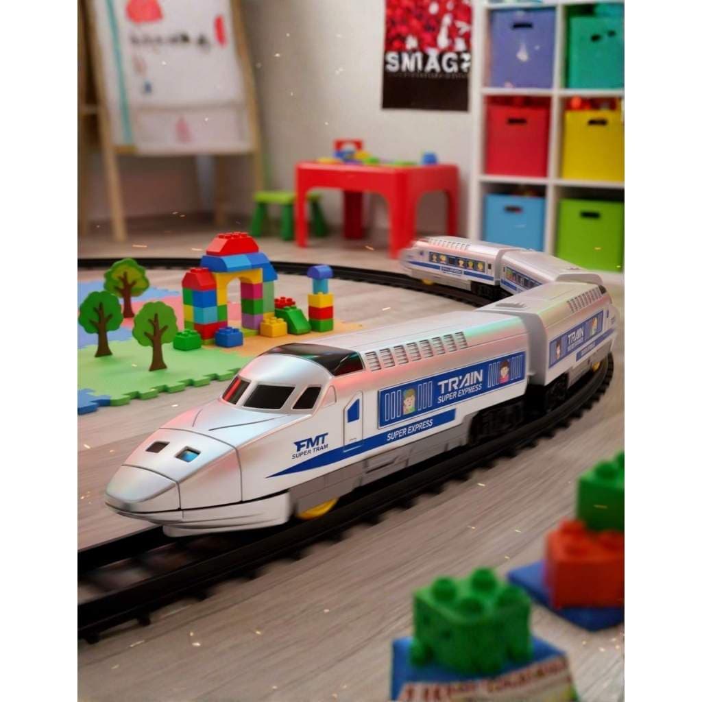 Trem Locomotiva Infantil Trilho Luz Som 24 Peças Completo