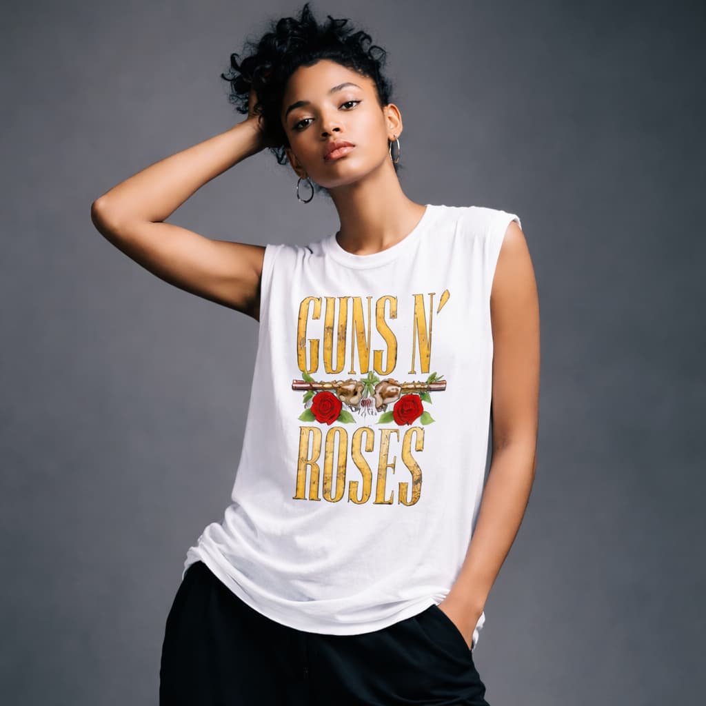 Camiseta Regata Feminina Oversized Muscle Guns Hard Rock Street Academia Verão Treino Fitness COD 817