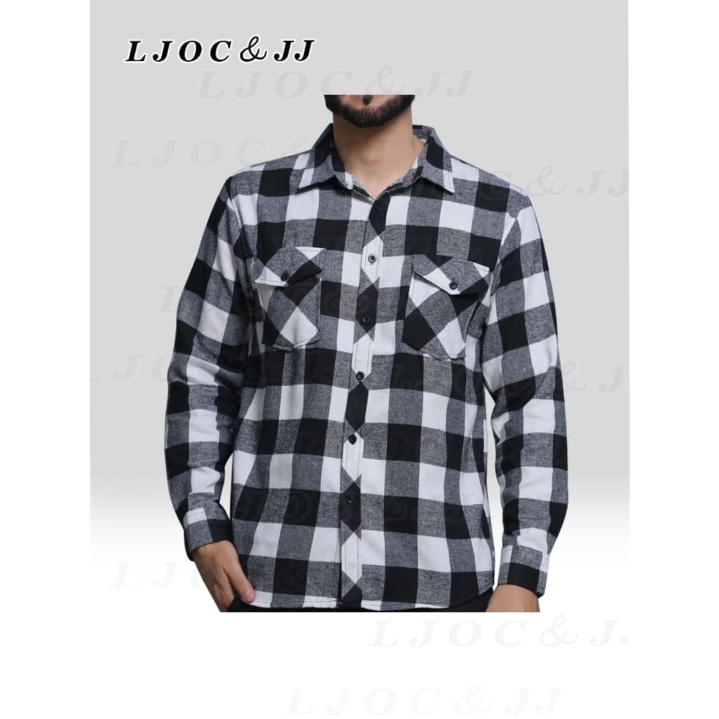 Importar Camisa Social Xadrez Masculina Com Bolsos Manga Longa —— Modelo Novo