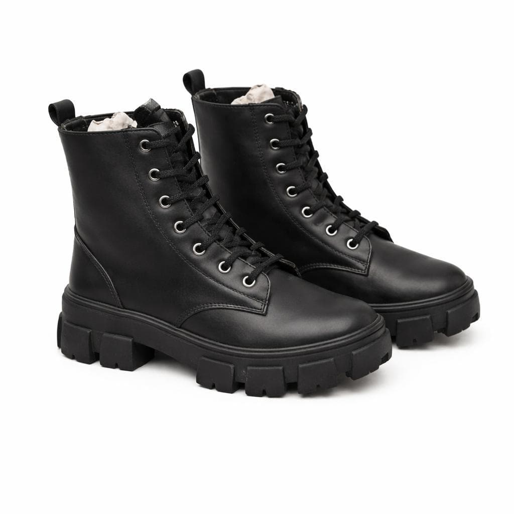 Bota  Coturno Feminina Casual Moderna Estilosa Costurada de Cano Baixo Macia Super Confortável Outono Inverno Top