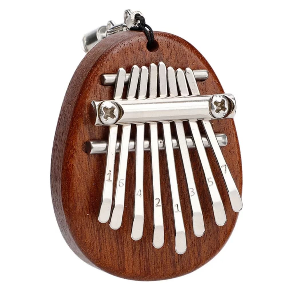 MINI KALIMBA AFRICANO MADEIRA 8 TECLAS AÇO INSTRUMENTO DEDO PIANO