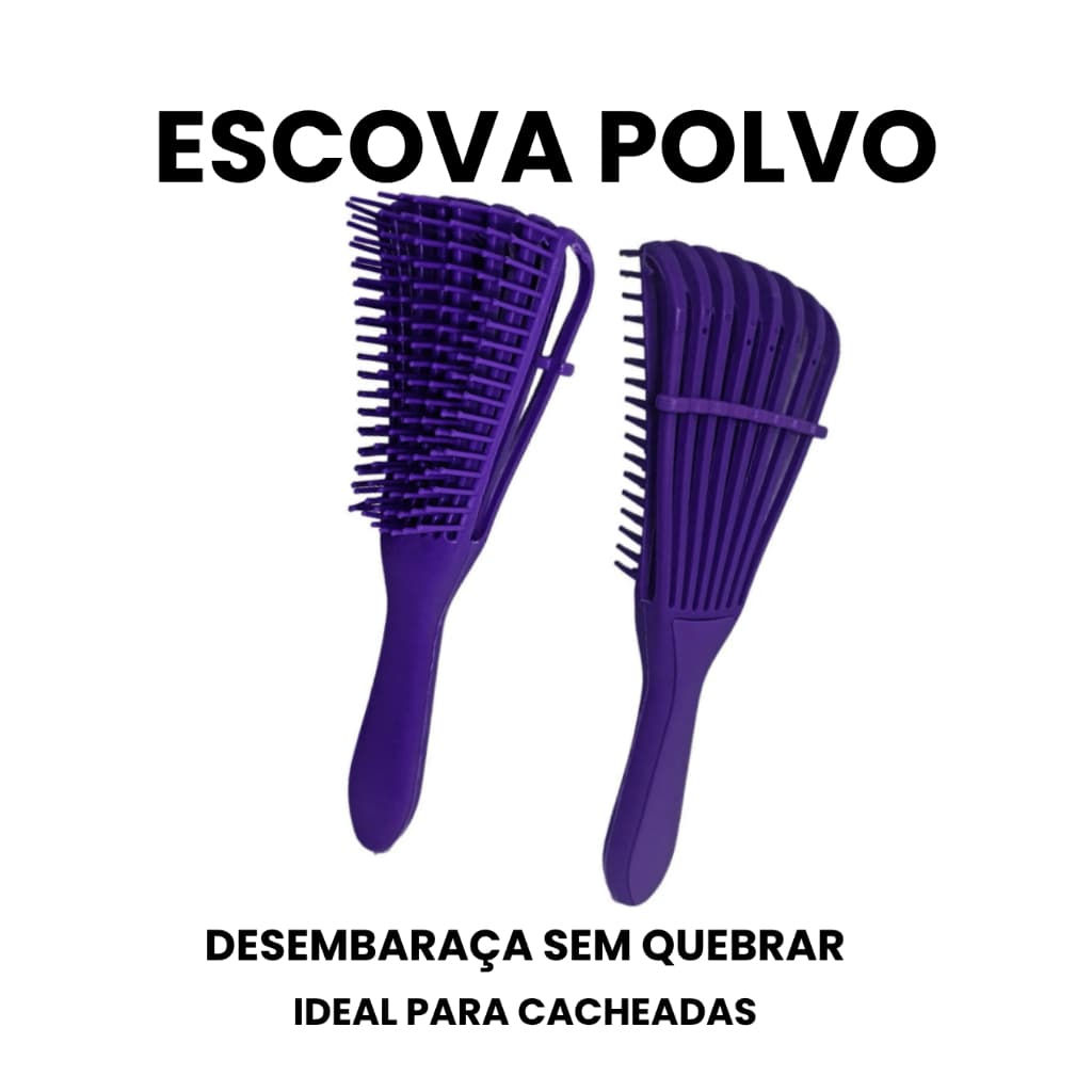 Escova Polvo Desembaraçante Anti Frizz Cabelo Cacheado Crespo