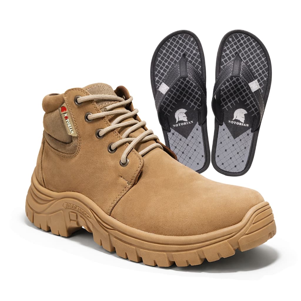 Bota Tênis Coturno Original Segurança Adventure Cano Médio Palmilha Conforto Gel Soft e Chinelo Alça Grossa