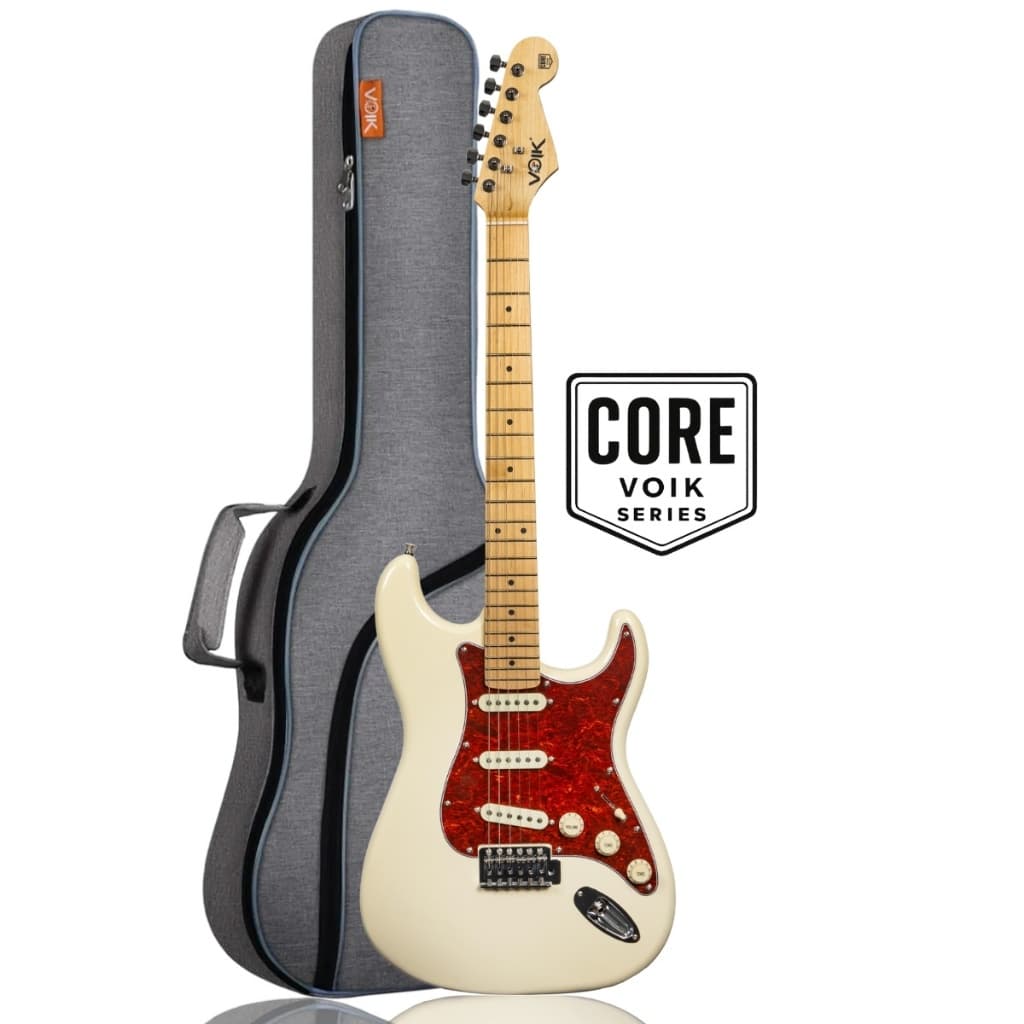 Kit Guitarra Elétrica Voik 120 IVORY Cor Cream Gloss Stratocaster 3 Single Coil Corpo Alder + Bag
