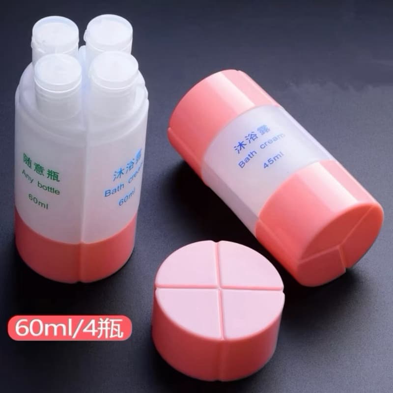 Kit Frascos de Viagem com Divisórias – 3 ou 4 Compartimentos (60ml)