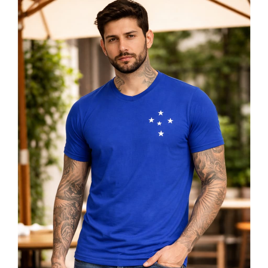 Camisetas Básicas Cruzeiro ESTRELA 100% Algodão Reforço Ombro a Ombro Camiseta Unissex Masculina Feminina