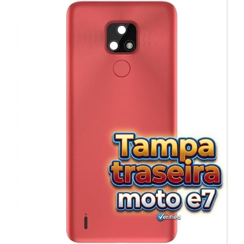 Tampa Traseira Motorola Moto E7 Laranja + Lente e Botões