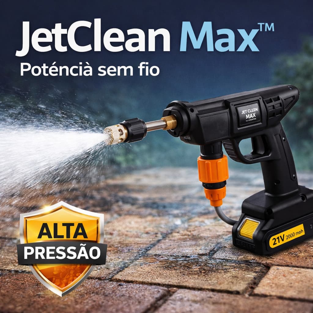 Lavadora Portátil Alta Pressão Sem Fio 21V 135W Recarregável JetClean Max Lava Carro Moto Piso