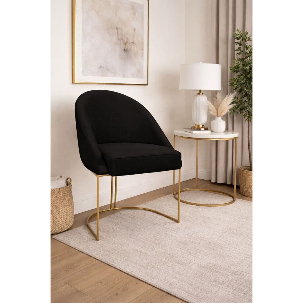 Cadeira poltrona Lua Estofada Com Base Em Ferro Dourado Veludo para quarto, sala, salão