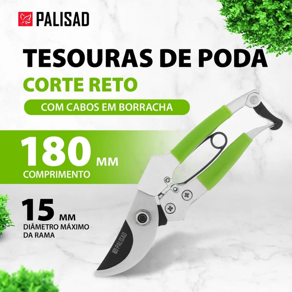 Tesoura para Poda 180mm com Trava e Mola Cabo Revestido de Borracha Palisad 605038
