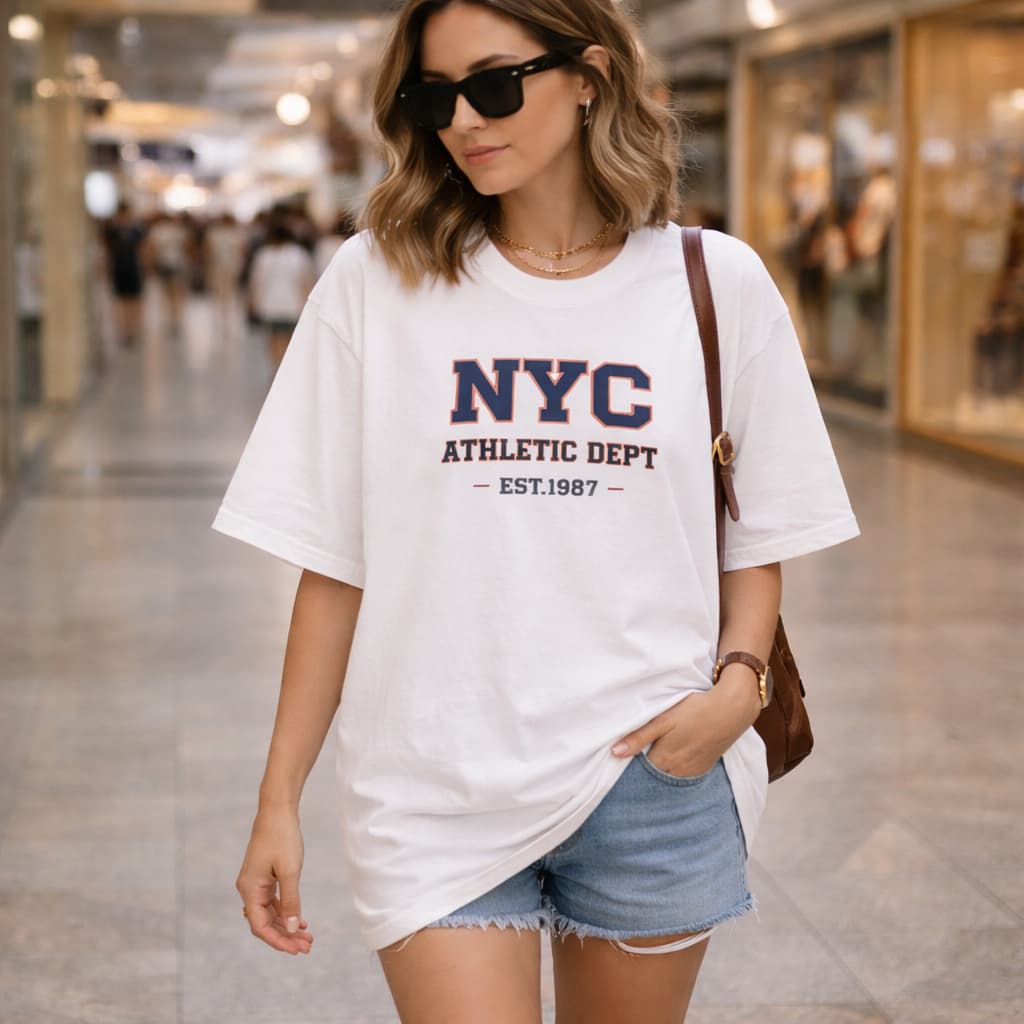 Camiseta Oversized NYC Feminina Streetwear Estilo Urbano Algodão Premium Casual Básica Confortável