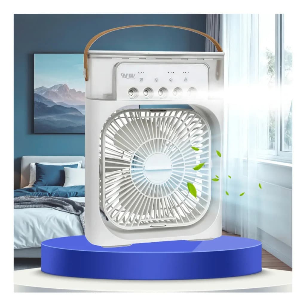Ventilador Climatizador Portátil USB Branco Ar Frio Umidificador Purificador Portátil Com Iluminação