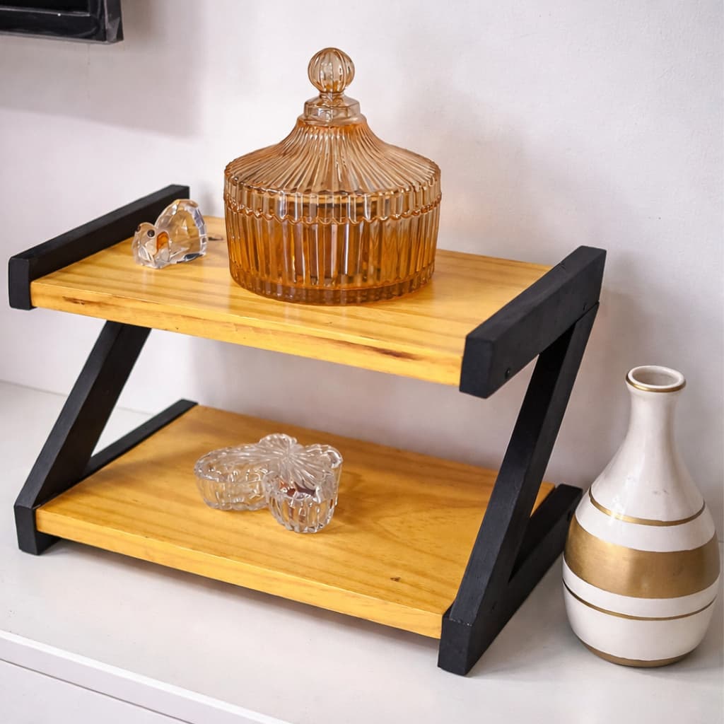 Prateleira de Mesa Decorativa em Madeira Maciça Pinus - Organizador, Estilo Moderno/Escandinavo p/ Cosméticos ecozinhas